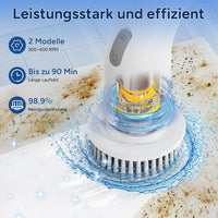 Reinigungsbürste mit 11 Bürstenköpfen, Teleskopgriff, 2 Geschwindigkeiten kabellos