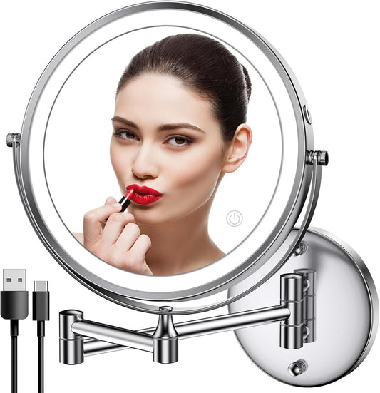Kosmetikspiegel Wiederaufladbarer beleuchteter Wand-Makeup-Spiegel