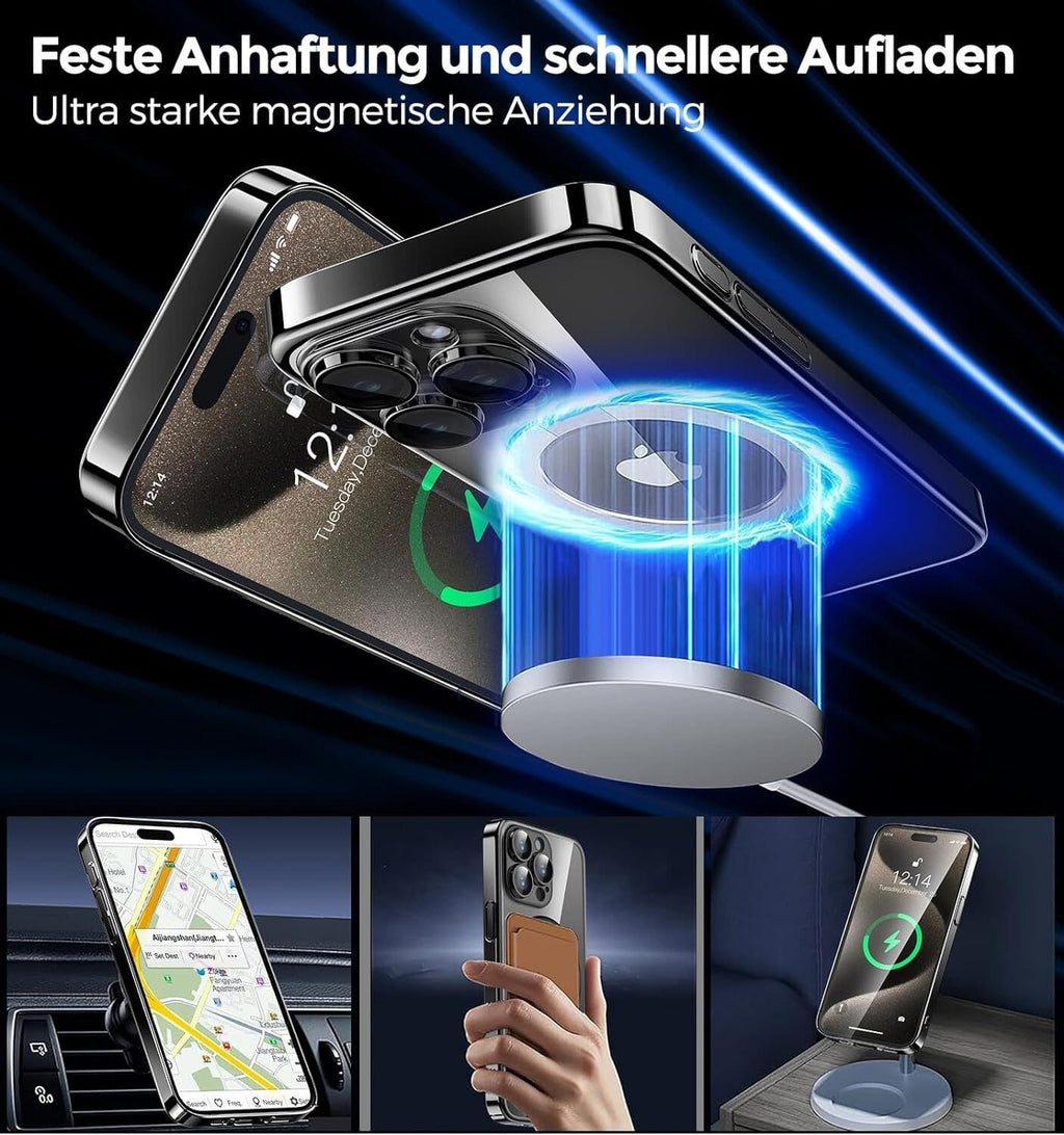Handyhülle iPhone 15 Pro Hülle mit MagSafe und Integriertem 9H Kameraschutz