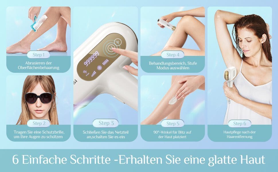 IPL-Haarentferner mit EISKÜHLUNG Funktion für Körper+Gesicht, Mit 5 einstellbaren Stufen