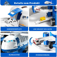 Spielzeug-Flugzeug mit 12 Stadtautos & Rennstrecke Rennbahn Auto Spielzeug für Kinder