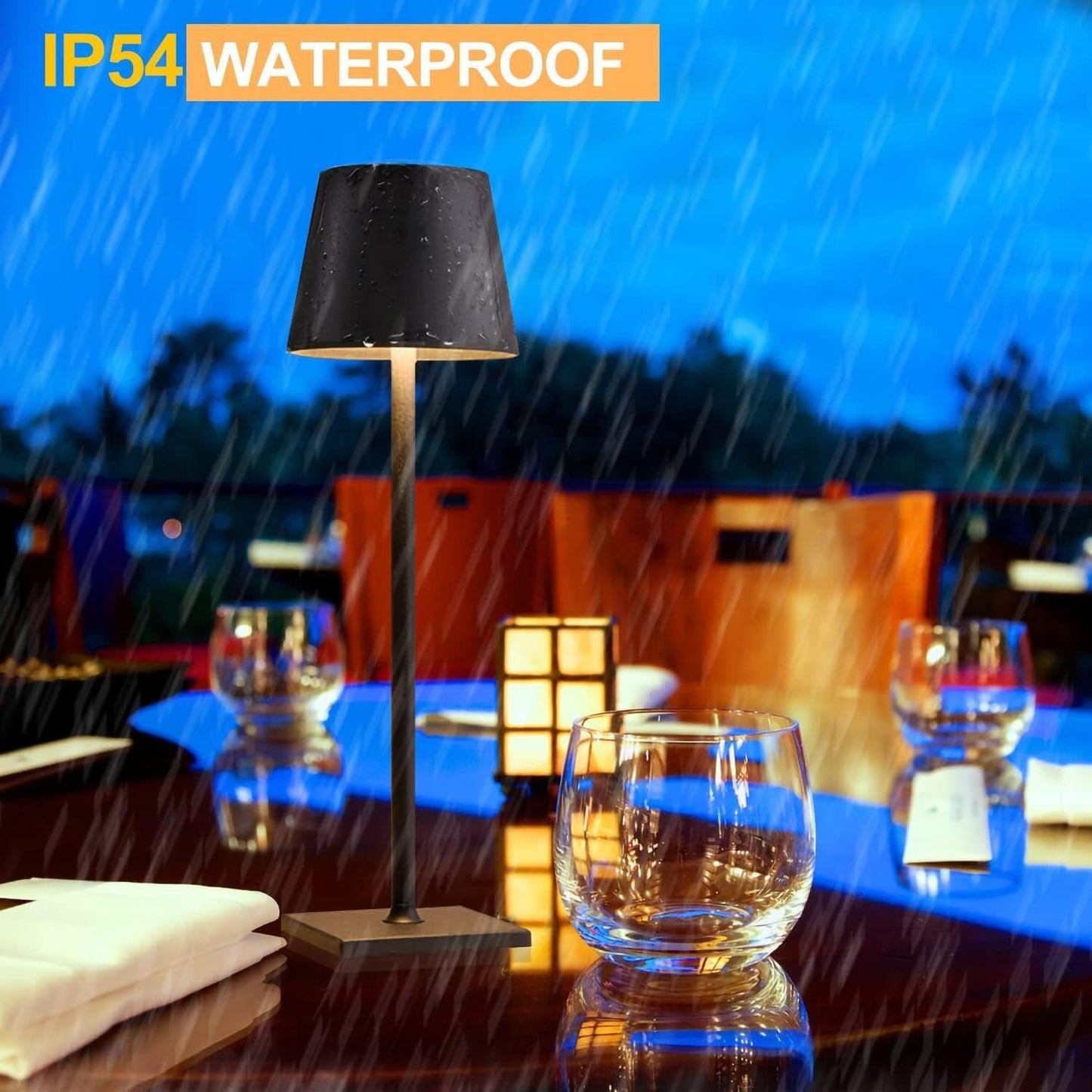 LED Tischleuchte mit 3 Farbtemperaturen -Wiederaufladbar,Touch-Dimmer,IP54 Wasserdicht