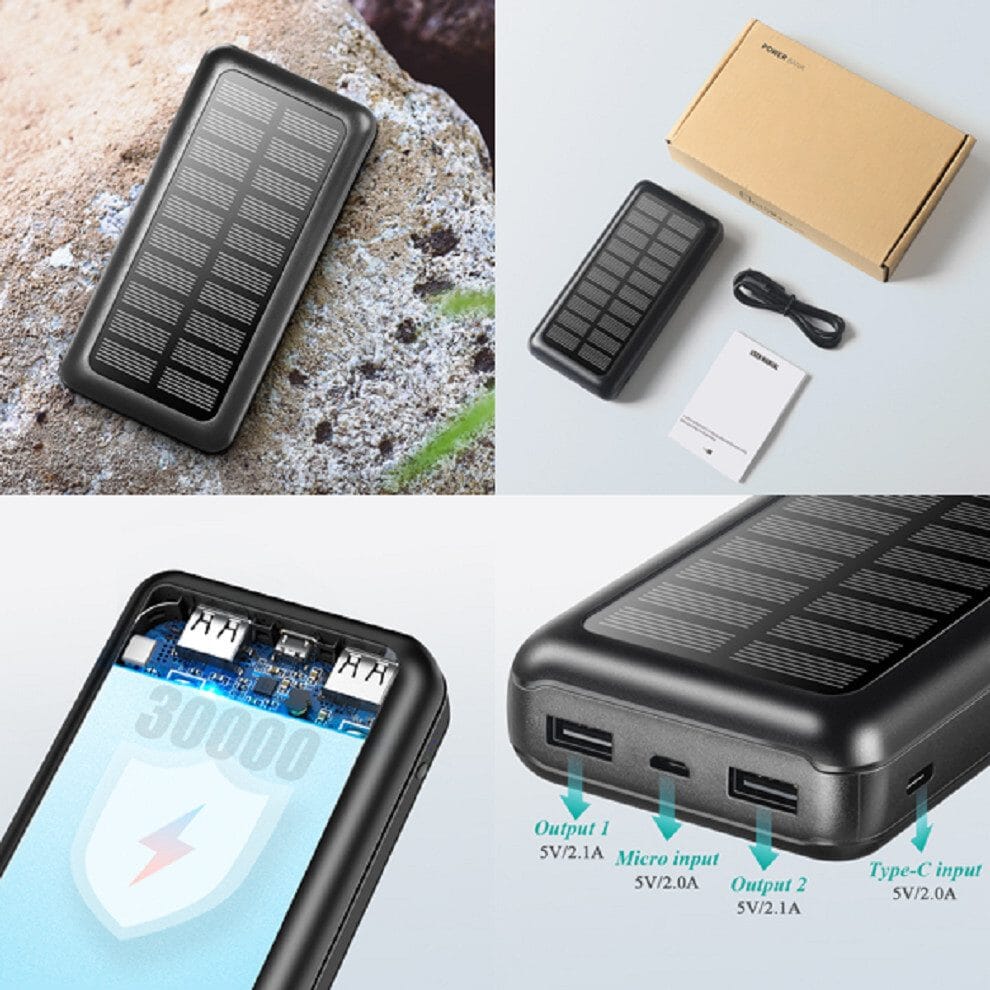 tragbares Solarladegerät, Dual USB-Anschlüsse für schnelles Aufladen Solar Powerbank