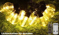 Lichterkette Außendekoration Lichter für Garten, Terrasse, IP65 wasserdicht