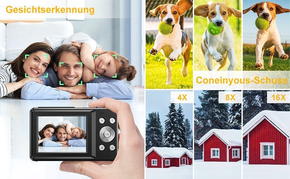 Digitalkamera mit 32G Micro SD Karte, 1080P Kinderkamera 44MP HD Kinderkamera