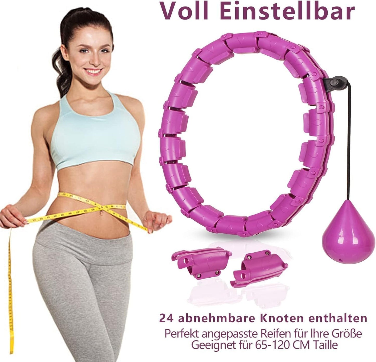 Hula-Hoop-Reifen mit Gewicht Kugel, 24 abnehmbaren Teile, gewichteter Hula-Hoop