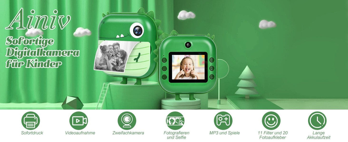 Sofortbildkamera 2,4'' Bildschirm für Kinder mit 32GB Karte & Zubehör Kinderkamera