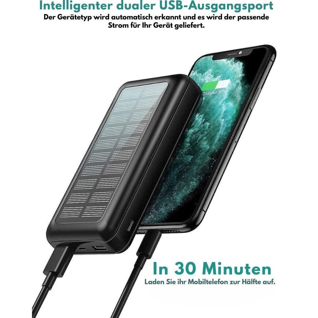 tragbares Solarladegerät, Dual USB-Anschlüsse für schnelles Aufladen Solar Powerbank