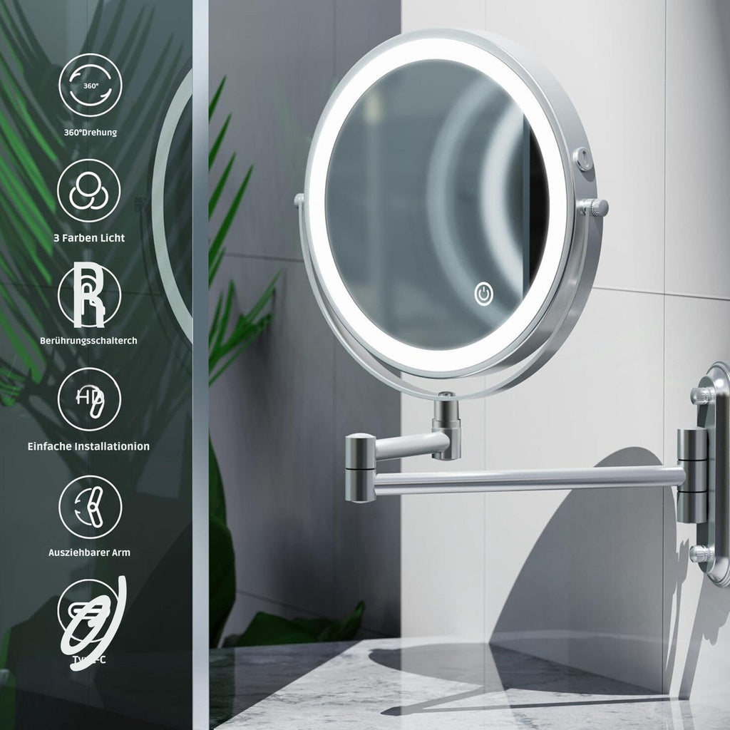 Kosmetikspiegel Wiederaufladbarer beleuchteter Schminkspiegel, erweiterbares Design