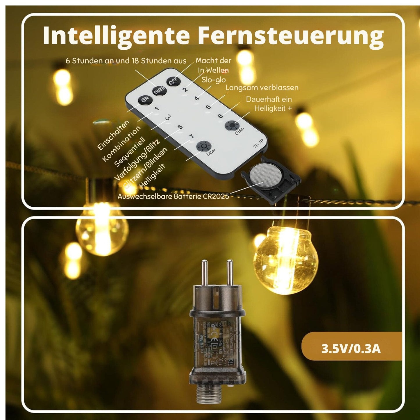 Lichterkette Außendekoration Lichter für Garten, Terrasse, IP65 wasserdicht
