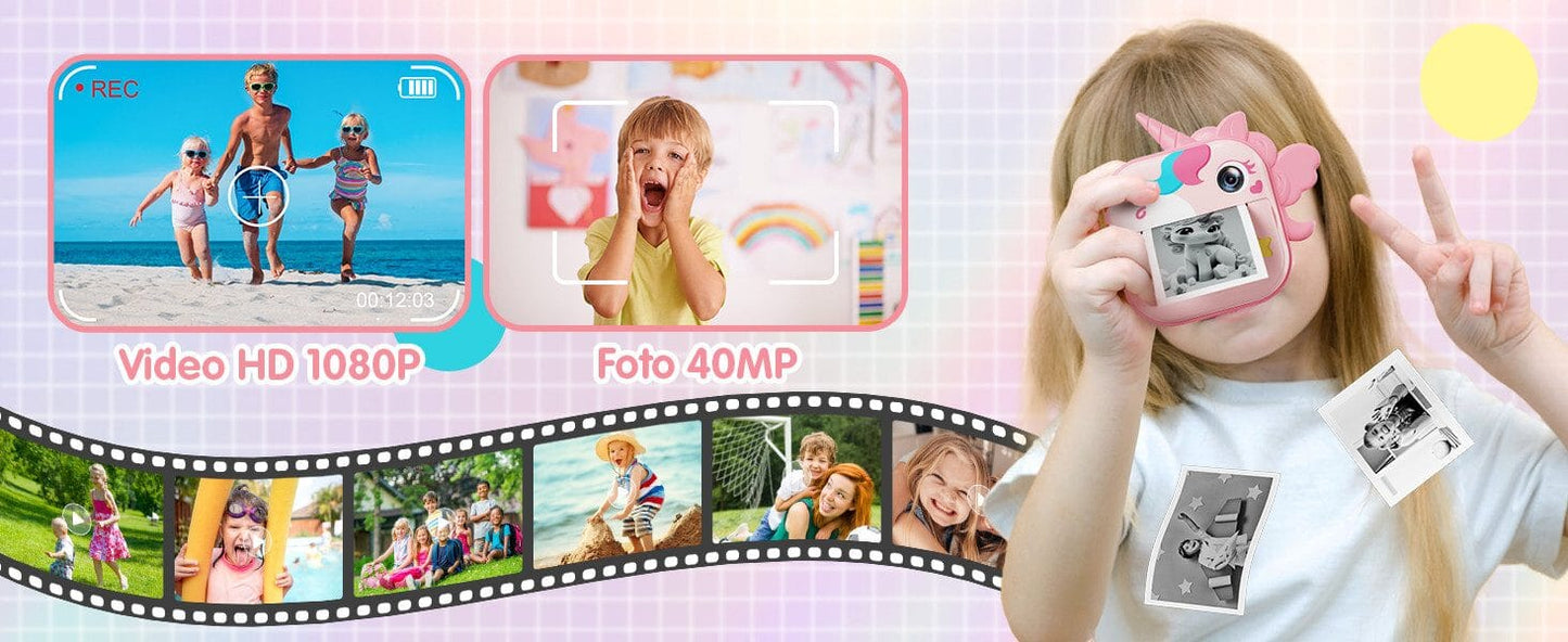 Sofortbildkamera 2,4'' Bildschirm für Kinder mit 32GB Karte & Zubehör Kinderkamera