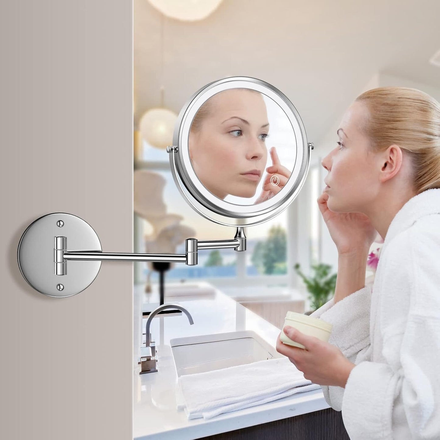 Kosmetikspiegel Wiederaufladbarer beleuchteter Wand-Makeup-Spiegel