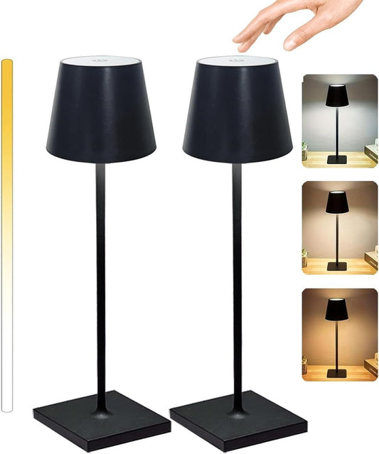 LED Tischleuchte mit 3 Farbtemperaturen -Wiederaufladbar,Touch-Dimmer,IP54 Wasserdicht