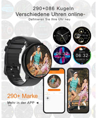 Damen & Herren – Fitnessuhr mit Bluetooth-Telefonie, AMOLED-Display Smartwatch
