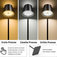 LED Tischleuchte mit 3 Farbtemperaturen -Wiederaufladbar,Touch-Dimmer,IP54 Wasserdicht