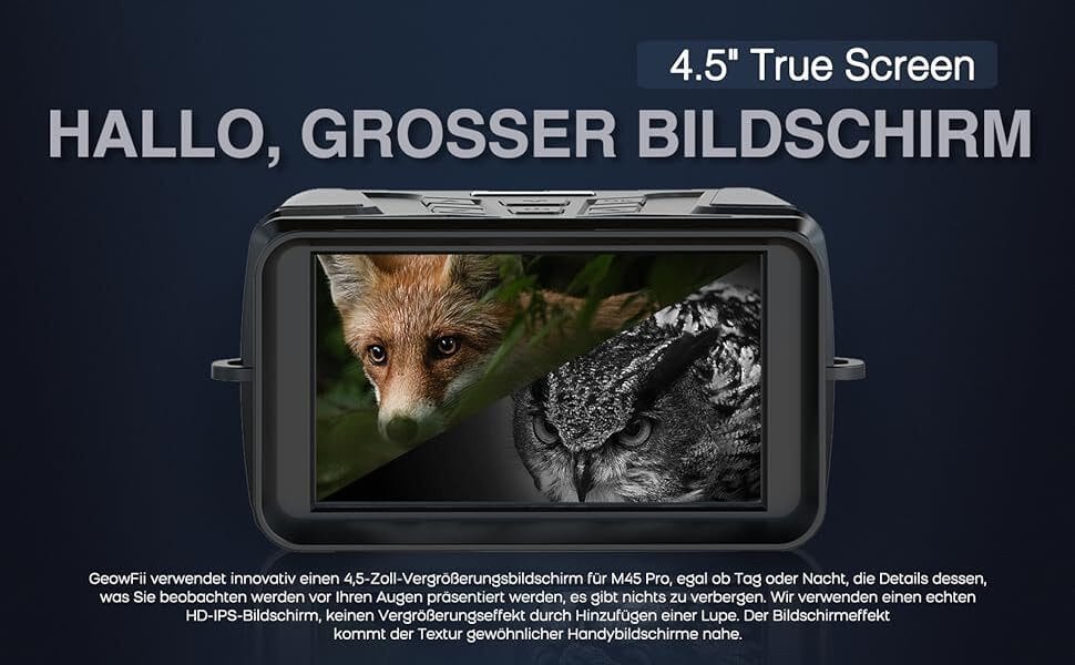 Nachtsichtgerät M45 Pro Nachtsichtgerät 4K HD, 4,5-Zoll Großbildschirm, 4000 mAh Akku