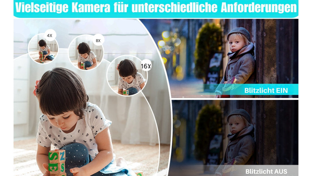 Digitalkamera mit 32G Micro SD Karte, 1080P Kinderkamera 44MP HD Kinderkamera