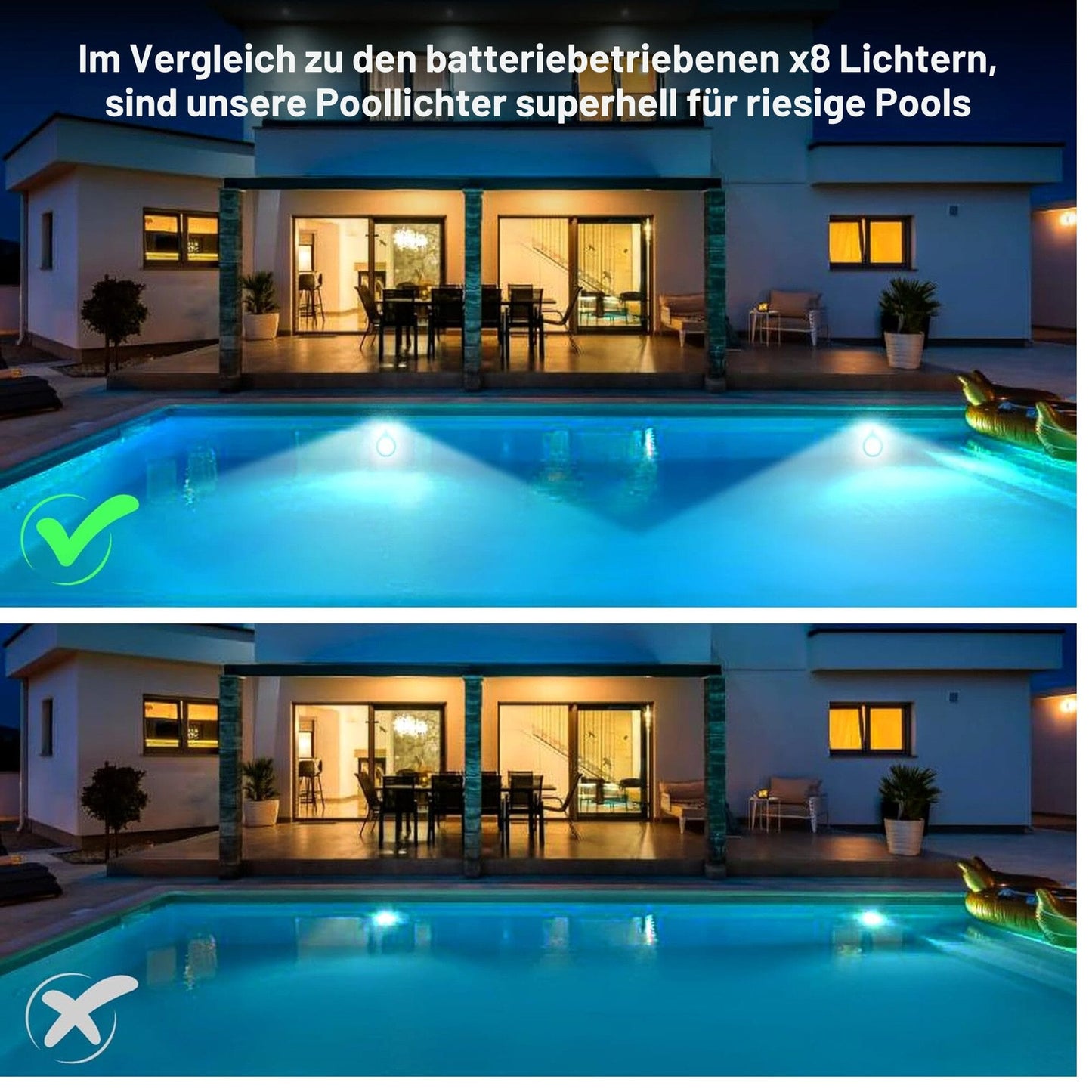 Pool-Lampe 15W Poolbeleuchtung IP68 Wasserdicht & Dimmbar mit Magnet