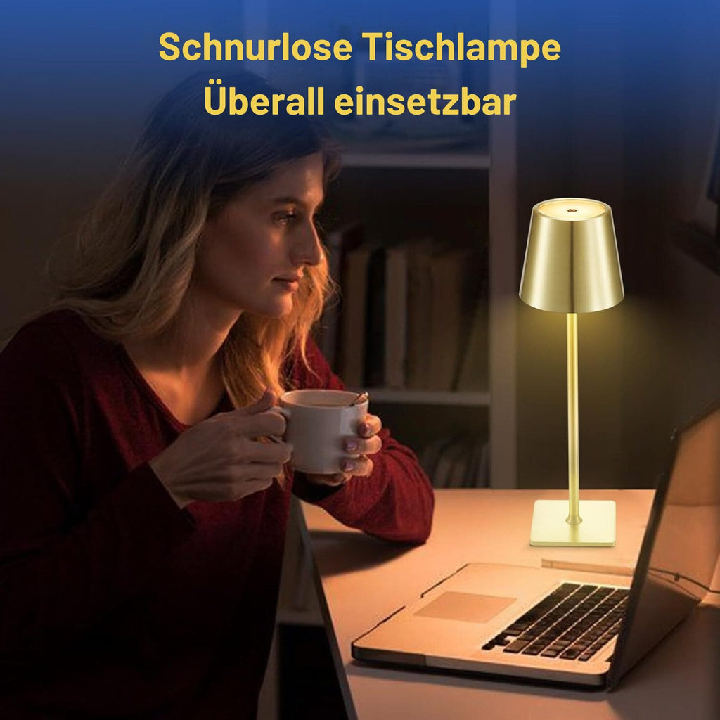 LED Tischleuchte mit 3 Farbtemperaturen -Wiederaufladbar,Touch-Dimmer,IP54 Wasserdicht