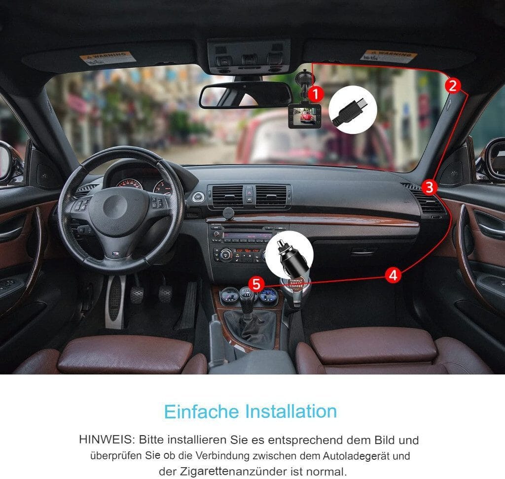 FHD 1080P DASHCAM, 2,5-Zoll-IPS-Bildschirm mit 32 GB SD-Karte Dashcam