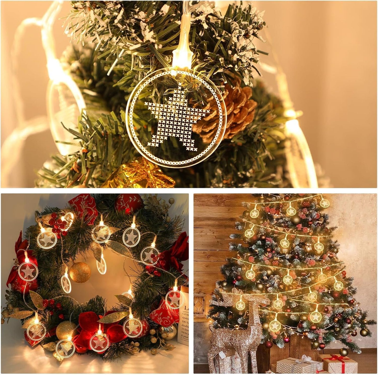 Lichterkette Innenbereich dekorative Lichter 4,1 m 15 LED USB wiederaufladbar