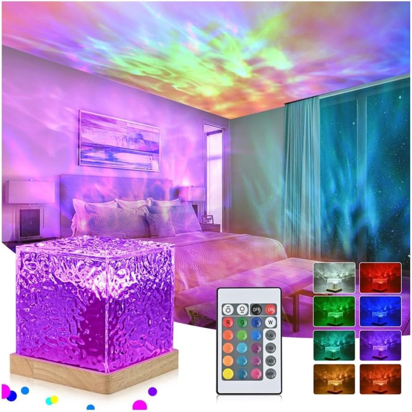 LED Nachtlicht Sternenhimmel Projektor mit Fernbedienung, 3D Galaxy Lampe 16 Farben