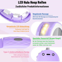 Hula-Hoop-Reifen mit Bunten LED-Lichteffekten und Gewicht Kugel, 18 abnehmbaren Teile