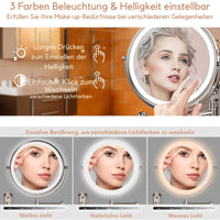 Kosmetikspiegel Wiederaufladbarer beleuchteter Badezimmerspiegel, 1X/10X Vergrößerung