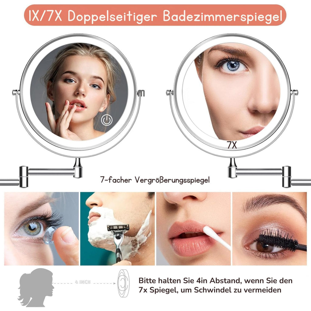 Kosmetikspiegel Wiederaufladbarer beleuchteter Wand-Makeup-Spiegel