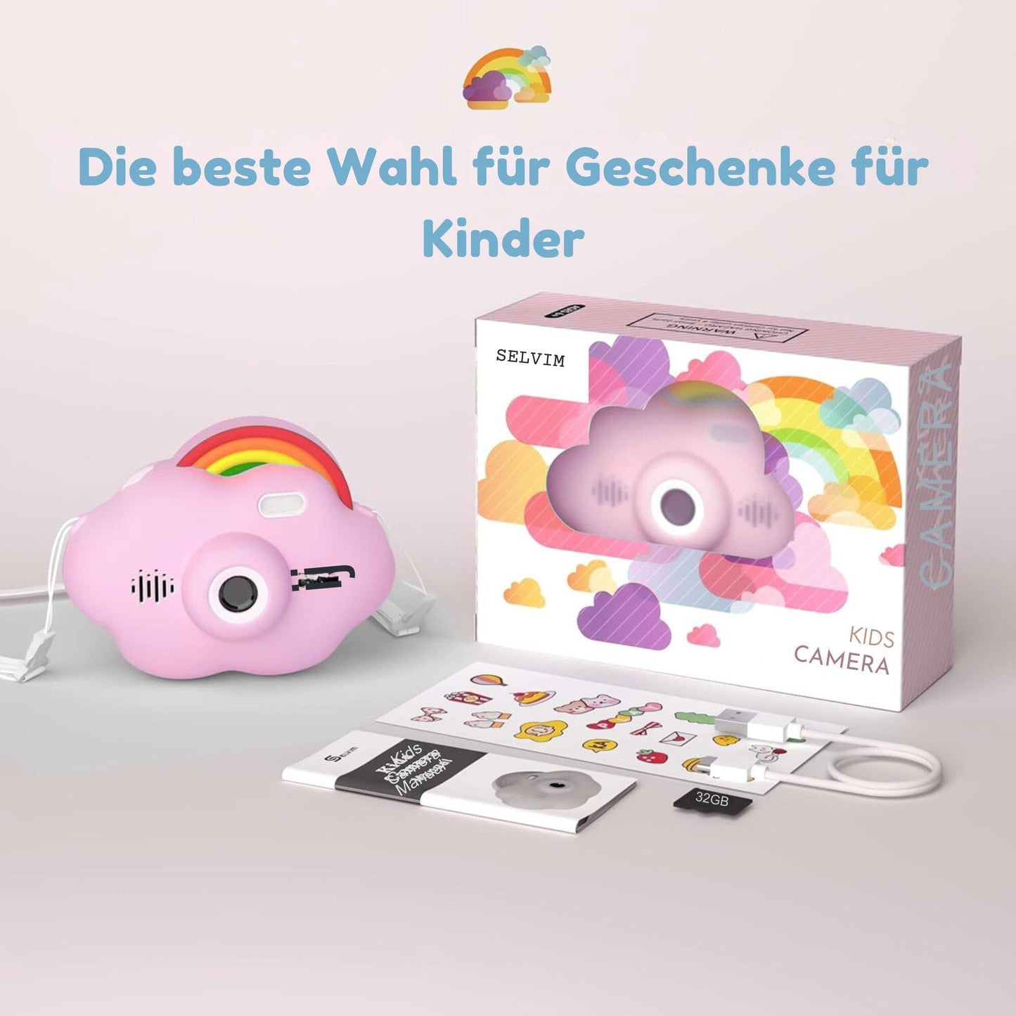 Digitalkamera mit 2,4-Zoll-Bildschirm, installierte 32-GB-Karte Kinderkamera