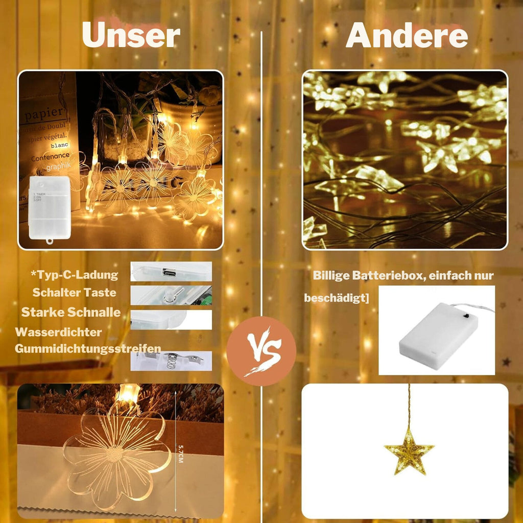 Lichterkette Innenbereich dekorative Lichter 4,1 m 15 LED USB wiederaufladbar