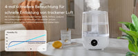 Luftbefeuchter Auto Quiet Mode für Baby, 4L Ultraschall Cool Mist Luftbefeuchter
