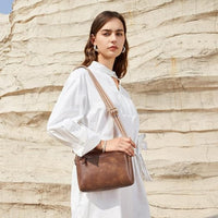 Handtasche Kleine Umhängetasche für Frauen Dreifach-Reißverschluss