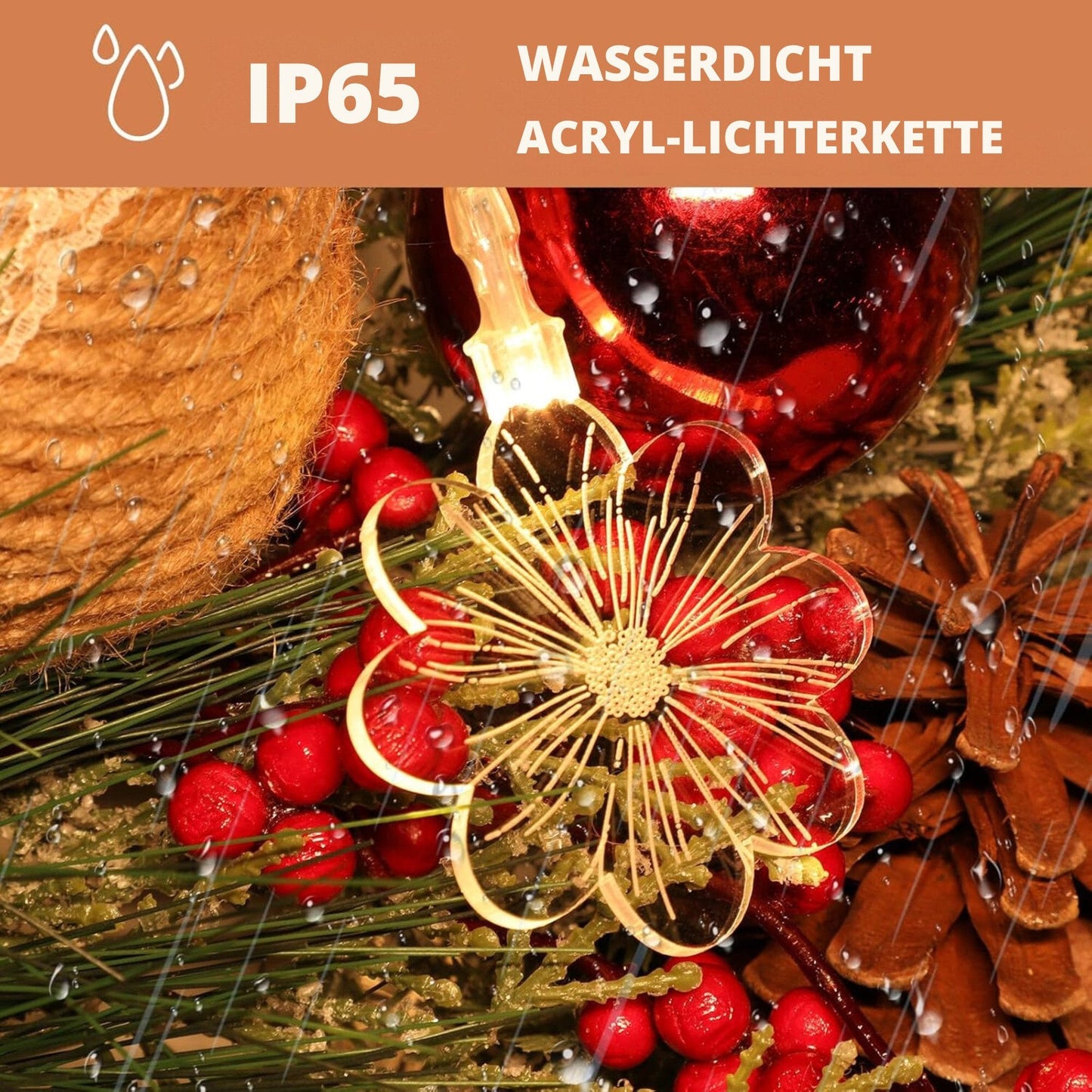 Lichterkette Innenbereich dekorative Lichter 4,1 m 15 LED USB wiederaufladbar