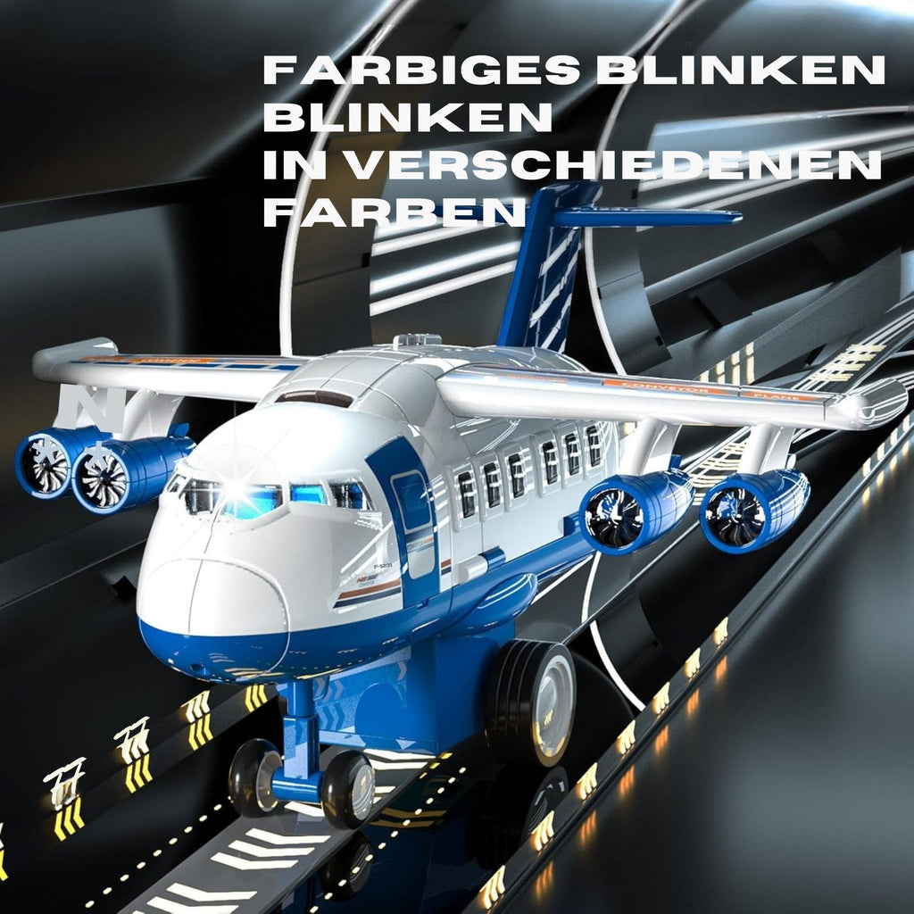 Spielzeug-Flugzeug mit 12 Stadtautos & Rennstrecke Rennbahn Auto Spielzeug für Kinder