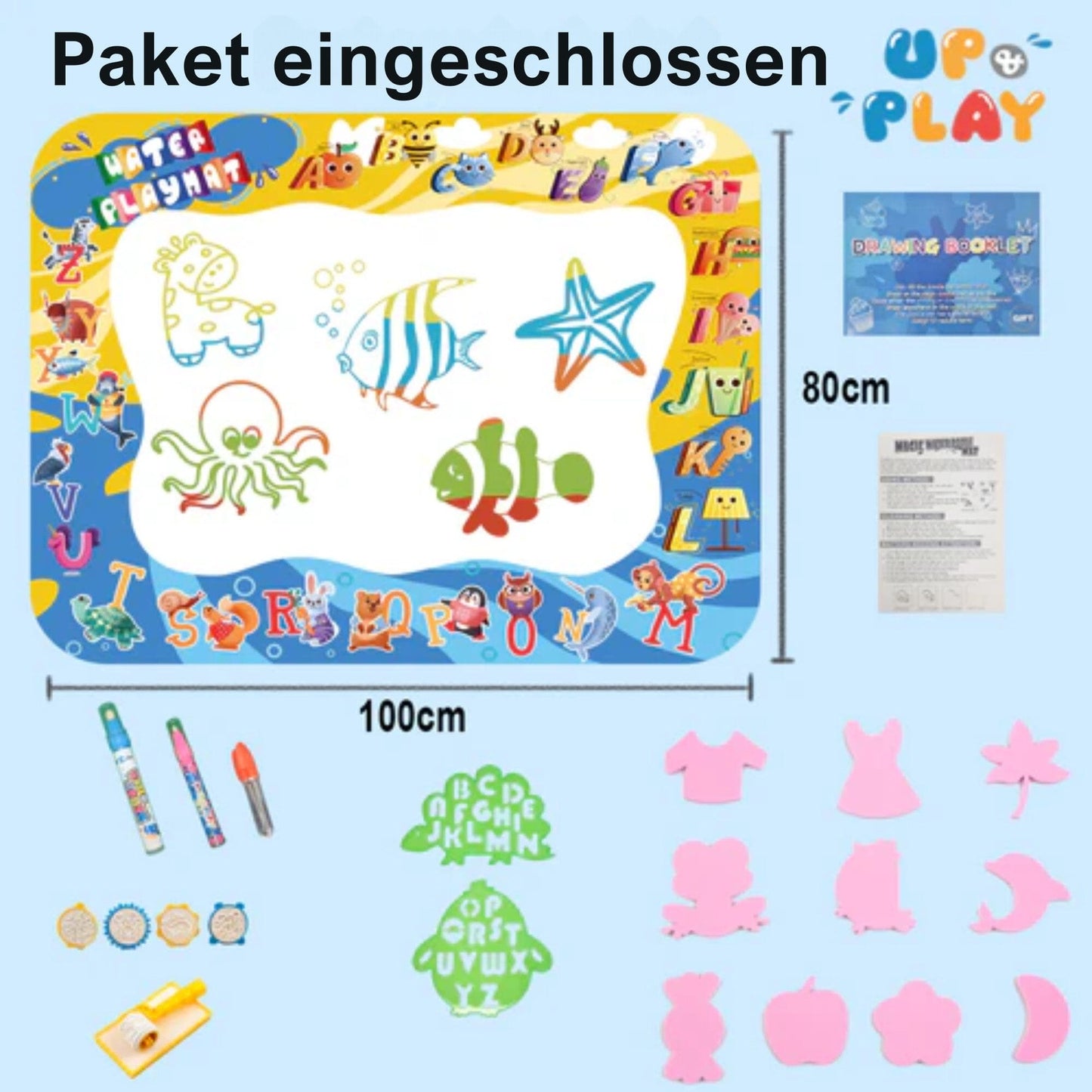 Kreativset Aqua Water Doodle Matte, Montessori Spielzeug 80x100cm XL