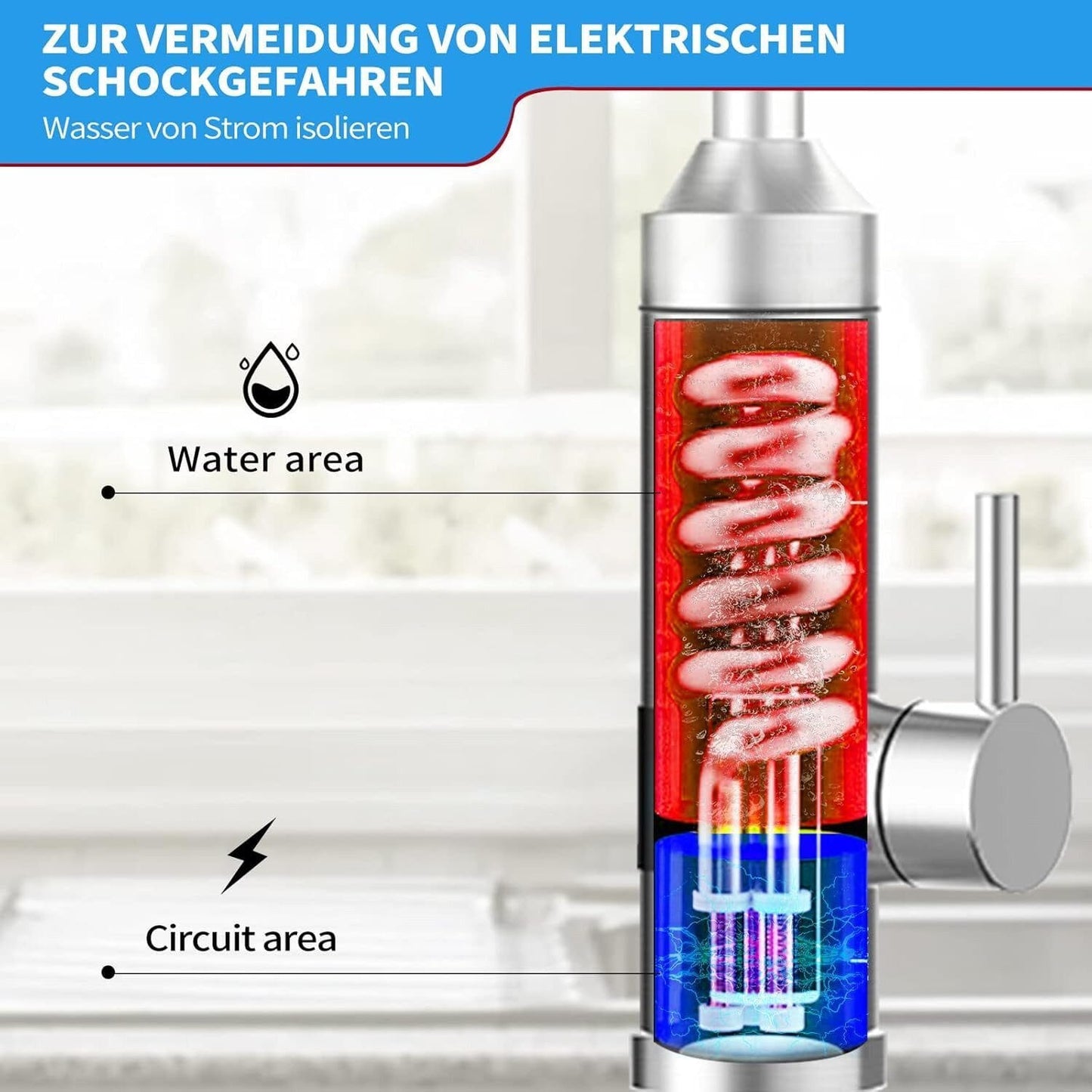 Durchlauferhitzer 230V Küchenarmatur Edelstahl mit LED-Temperaturanzeige Küche