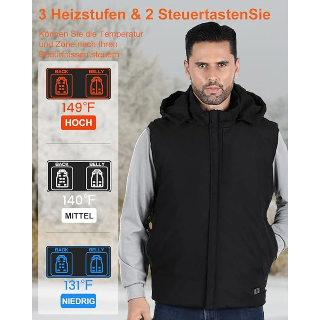 Funktionsweste Wärmeweste, beheizte Jacke, Intelligente einstellbare 3 Heizzonen
