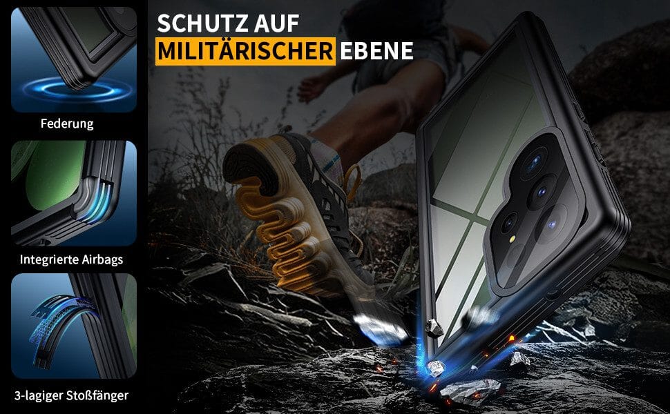 Handyhülle Samsung Galaxy S23 Ultra Hülle, IP68 Wasserdicht Handyhülle, Stoßfest