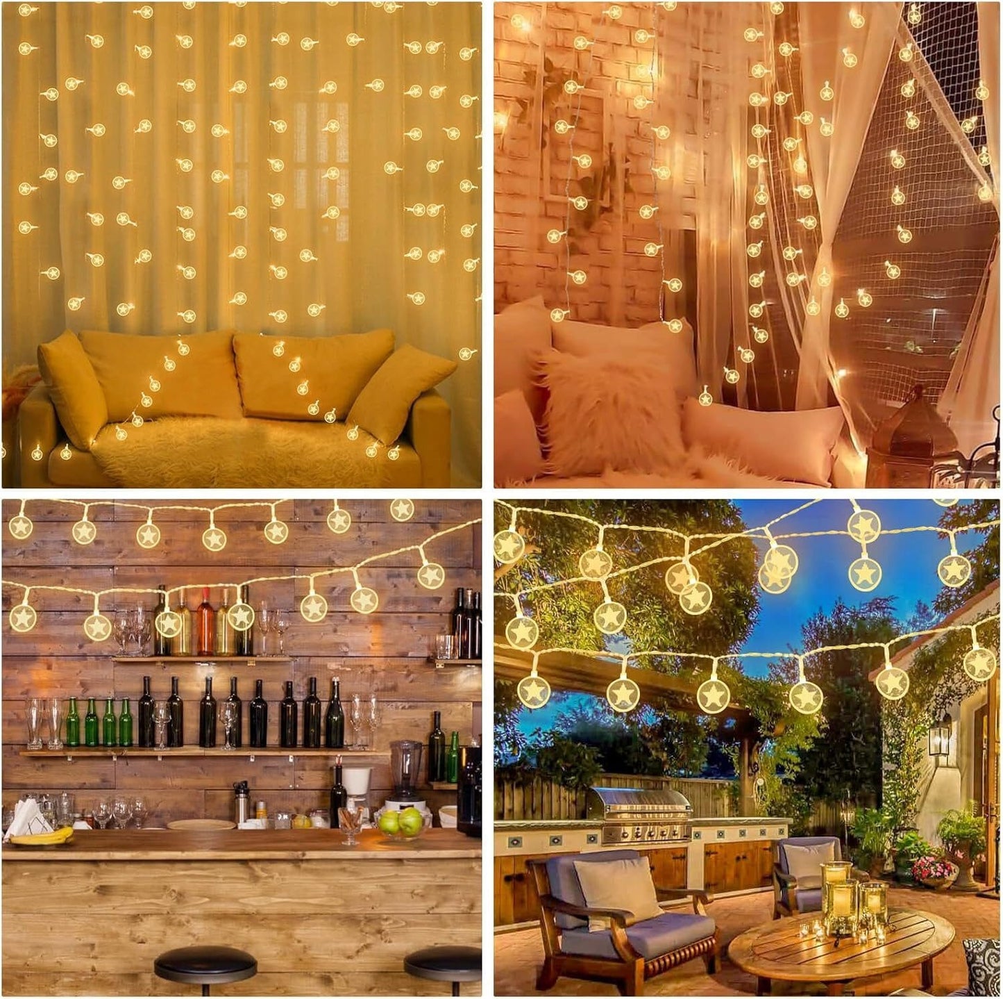 Lichterkette Innenbereich dekorative Lichter 4,1 m 15 LED USB wiederaufladbar