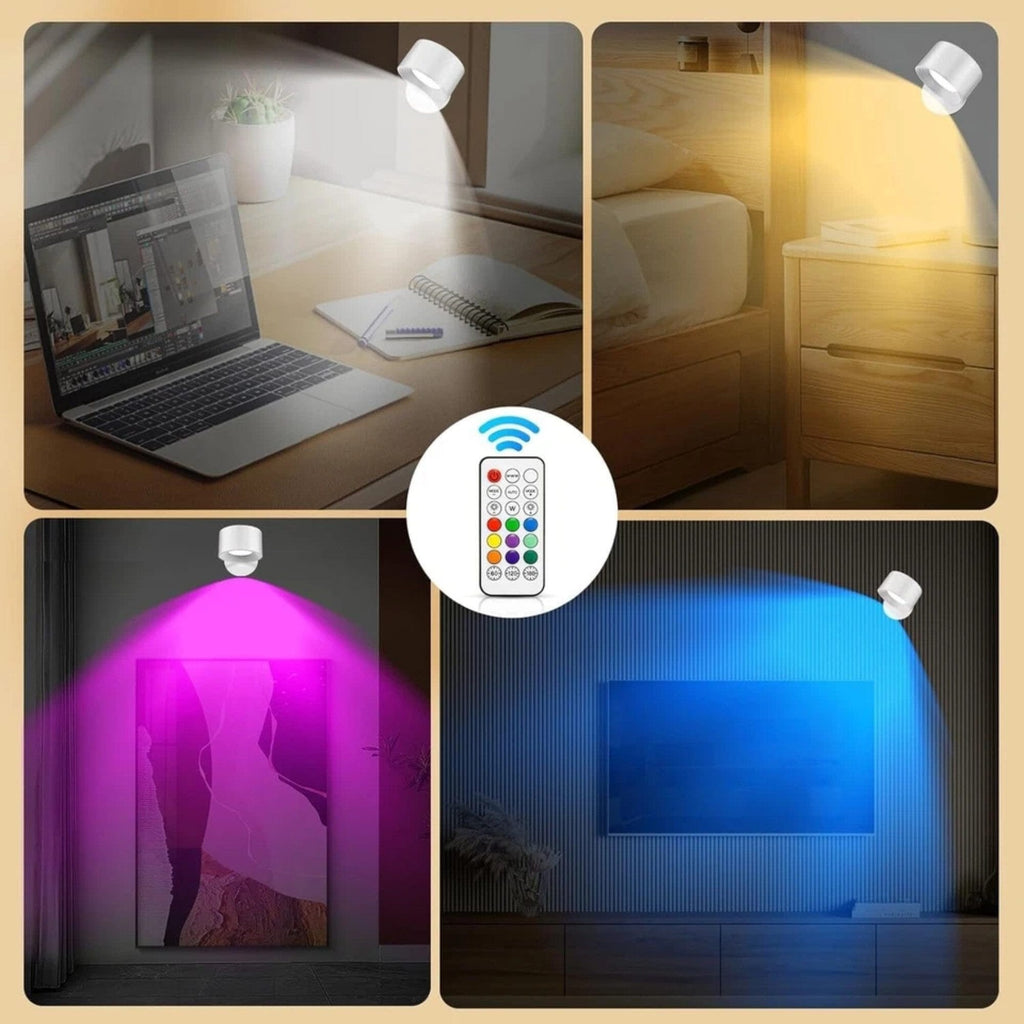 LED Wandleuchte mit Akku, 360° drehbar, magnetische Befestigung, RGB & Weißlicht
