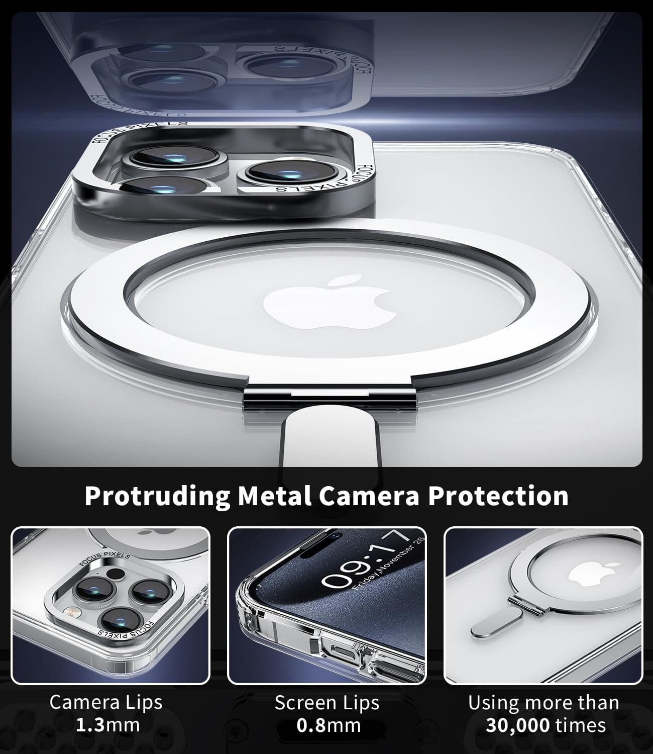 Handyhülle iPhone 15 Pro Hülle mit MagSafe und Integriertem 9H Kameraschutz