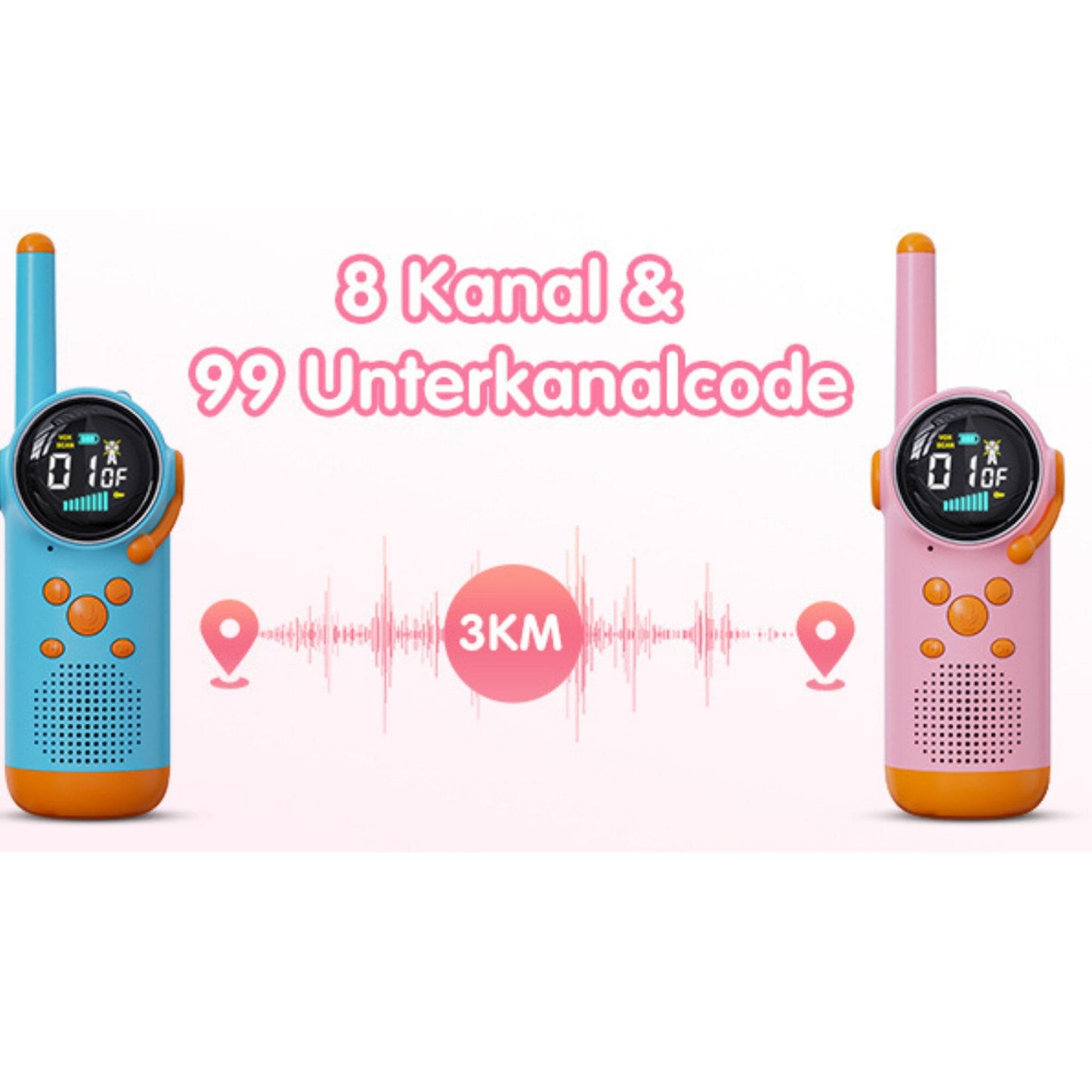 Walkie Talkie für Kinder mit VOX-Funktion, CTCSS-Technologie, LED-Taschenlampe