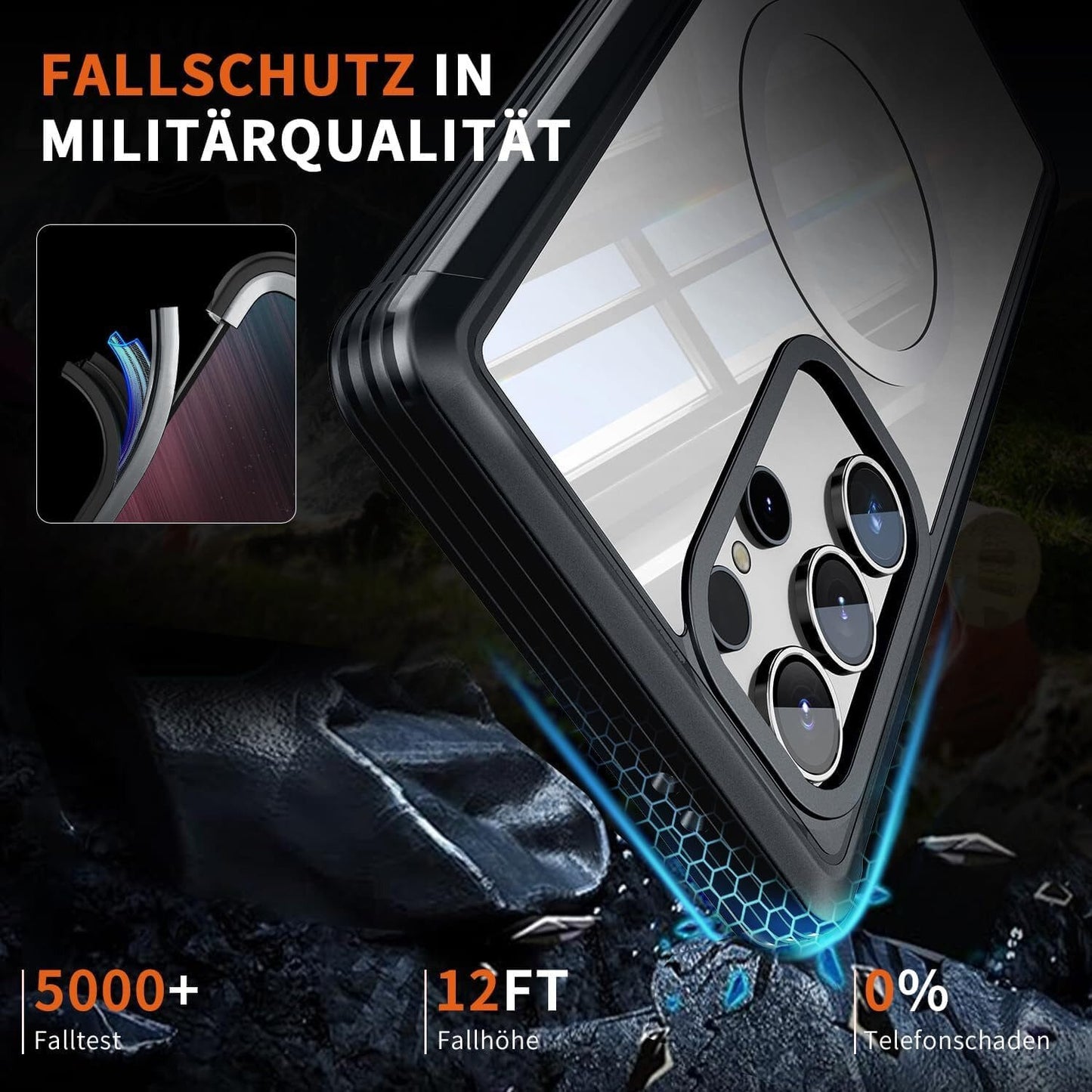 Handyhülle Samsung Galaxy S24 Ultra Hülle, 360 Grad Kratzfeste Handyhülle