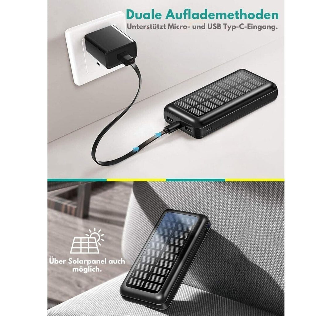 tragbares Solarladegerät, Dual USB-Anschlüsse für schnelles Aufladen Solar Powerbank