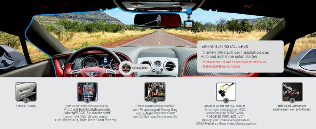 FHD 1080P DASHCAM, 2,5-Zoll-IPS-Bildschirm mit 32 GB SD-Karte Dashcam