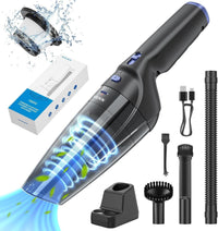 Akku-Handstaubsauger mit 9500Pa Saugkraft, 4 Aufsätzen, USB-C, Ladestation, 3x2000mAh Akku