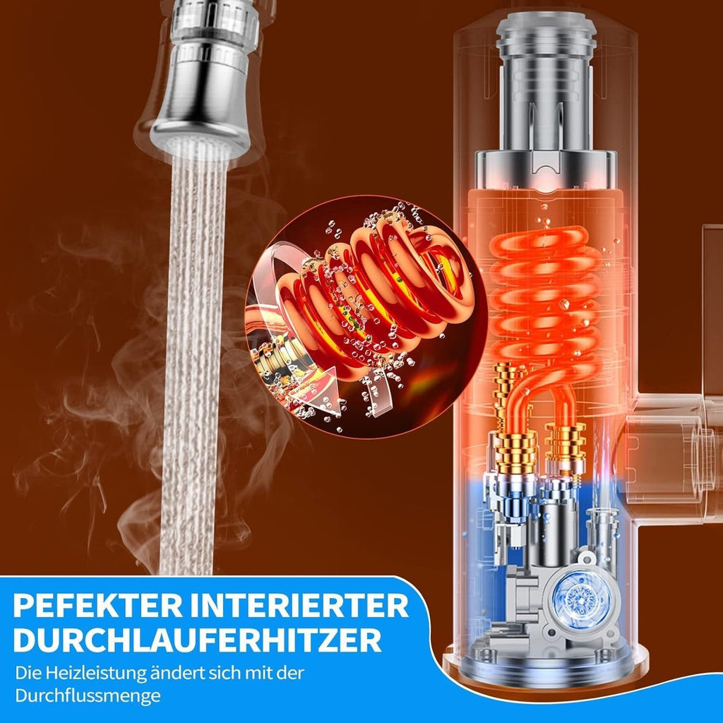 Durchlauferhitzer 230V Küchenarmatur Edelstahl mit LED-Temperaturanzeige Küche