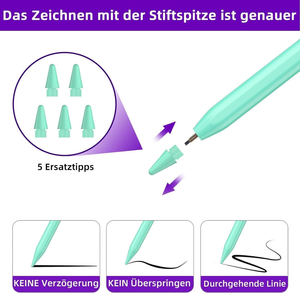 Eingabestift iPad, Active Stylus Pen - Handfläschenerkennung mit 5 Ersatzspitzen