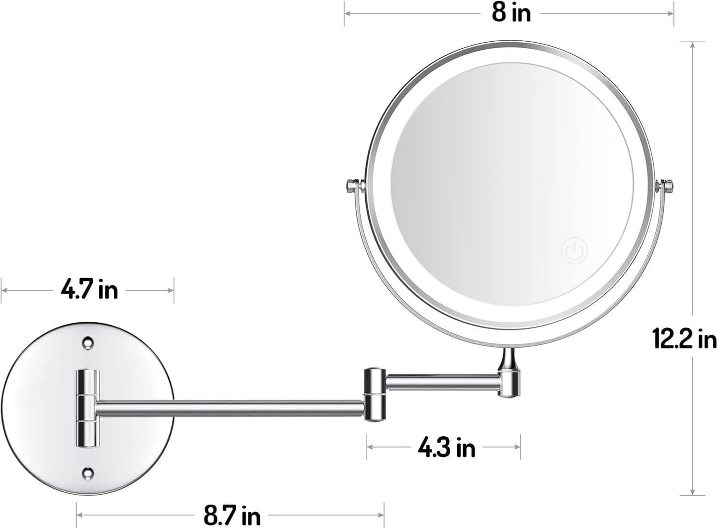 Kosmetikspiegel Wiederaufladbarer beleuchteter Wand-Makeup-Spiegel